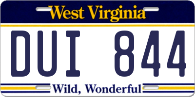 WV license plate DUI844