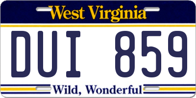 WV license plate DUI859
