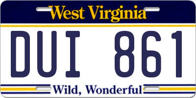 WV license plate DUI861