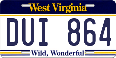 WV license plate DUI864