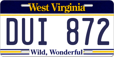 WV license plate DUI872