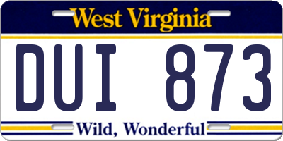 WV license plate DUI873