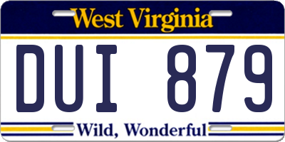 WV license plate DUI879