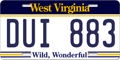 WV license plate DUI883