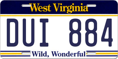 WV license plate DUI884