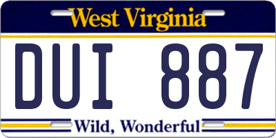 WV license plate DUI887
