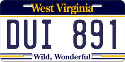 WV license plate DUI891