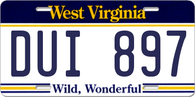 WV license plate DUI897