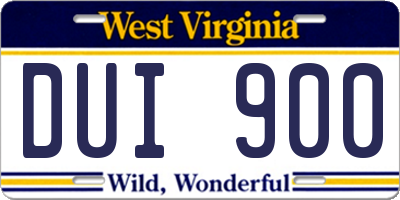 WV license plate DUI900