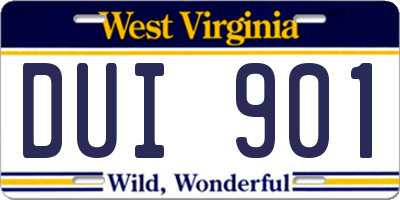 WV license plate DUI901