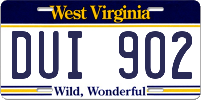 WV license plate DUI902