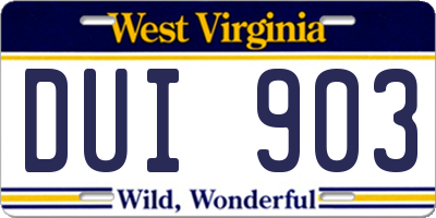 WV license plate DUI903