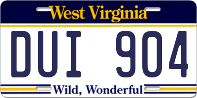 WV license plate DUI904