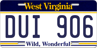 WV license plate DUI906
