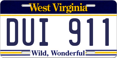 WV license plate DUI911