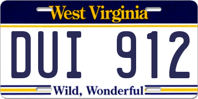 WV license plate DUI912