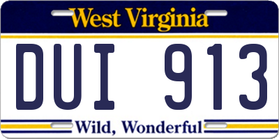 WV license plate DUI913