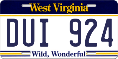 WV license plate DUI924