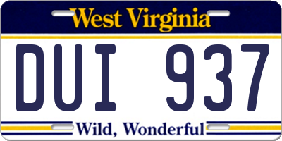WV license plate DUI937