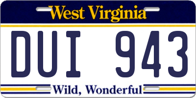 WV license plate DUI943