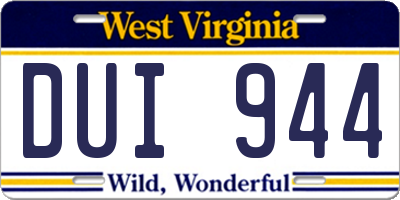 WV license plate DUI944