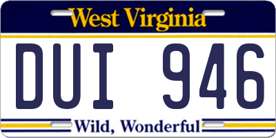 WV license plate DUI946