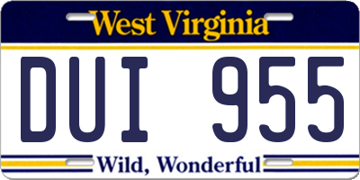 WV license plate DUI955
