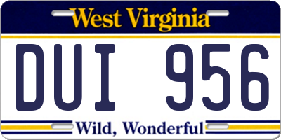 WV license plate DUI956