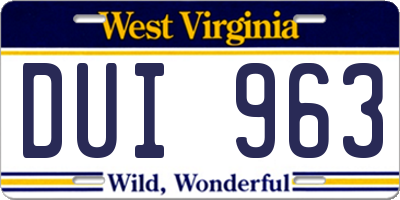 WV license plate DUI963