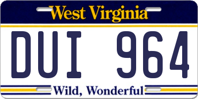 WV license plate DUI964
