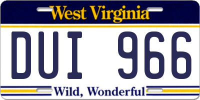 WV license plate DUI966