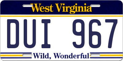 WV license plate DUI967