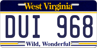 WV license plate DUI968