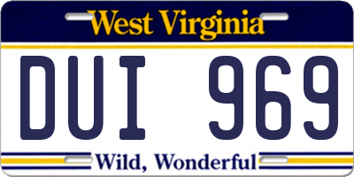 WV license plate DUI969
