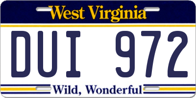 WV license plate DUI972