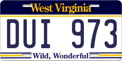 WV license plate DUI973