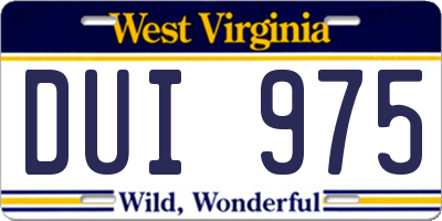 WV license plate DUI975