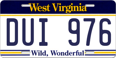 WV license plate DUI976