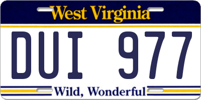WV license plate DUI977