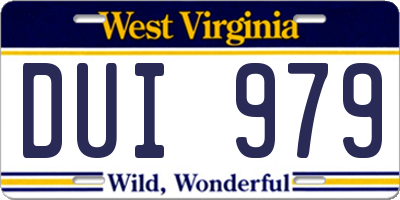 WV license plate DUI979