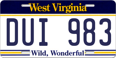 WV license plate DUI983