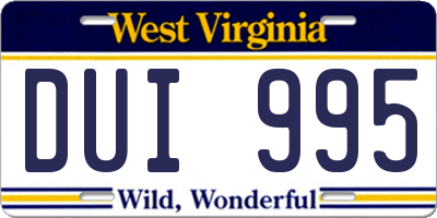 WV license plate DUI995