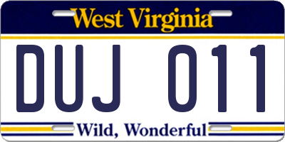 WV license plate DUJ011