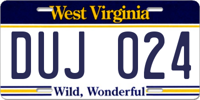 WV license plate DUJ024