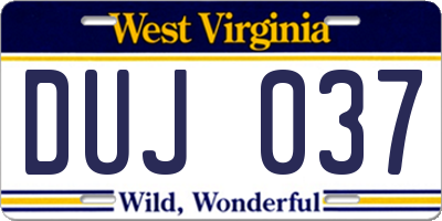 WV license plate DUJ037