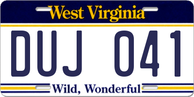 WV license plate DUJ041