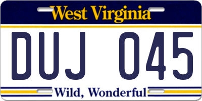 WV license plate DUJ045