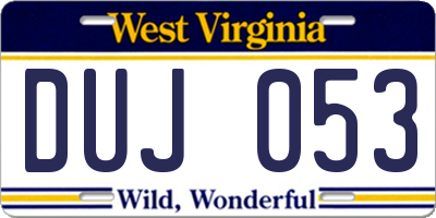 WV license plate DUJ053