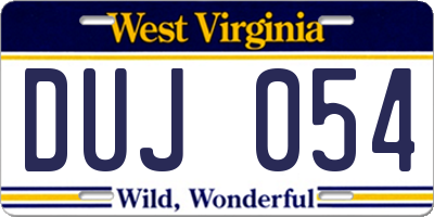 WV license plate DUJ054