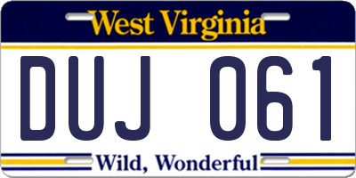 WV license plate DUJ061